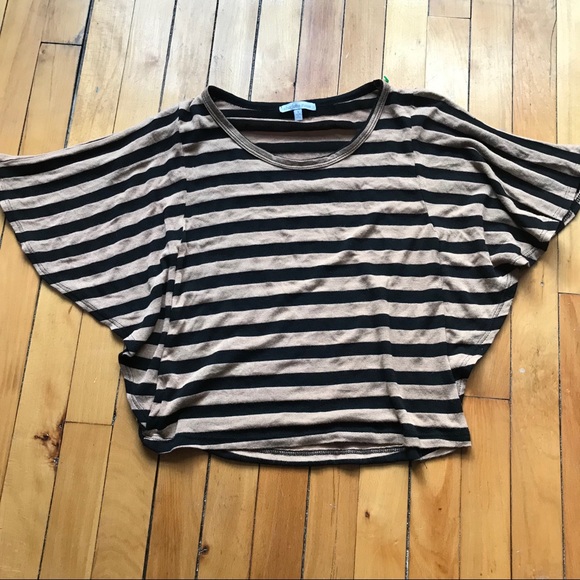 Charlotte Russe Tops - ▪️t o p s || tan + black striped flowy open crop▪️